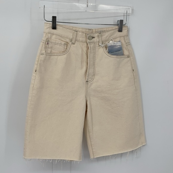 Ag Adriano Goldschmied Kerah high rise long shorts denim tan cotton women new 25 - Picture 1 of 6